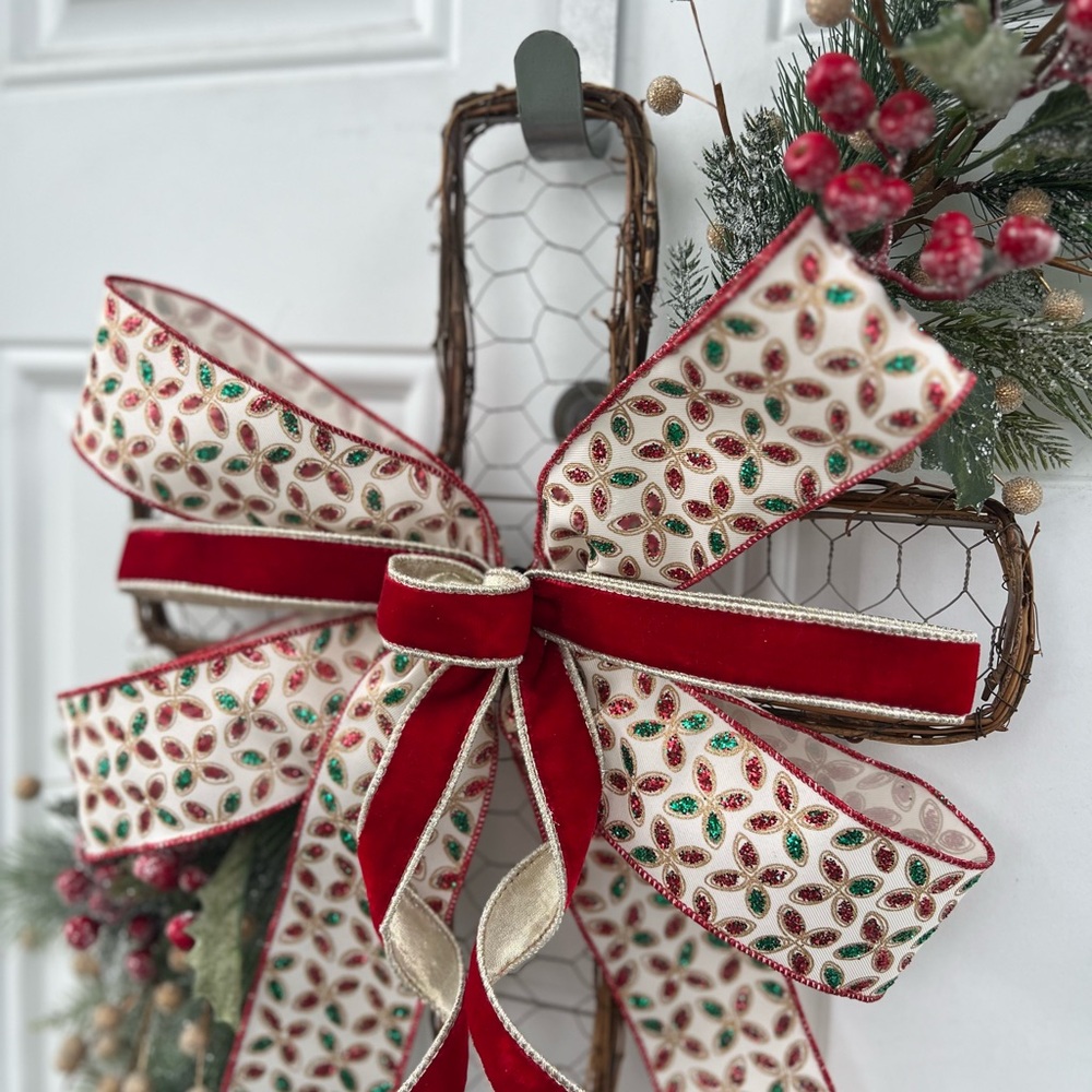 Handmade wall/door hanger Traditional colors, Holiday Cross decor. Aprox 21โ - Picture 5 of 7